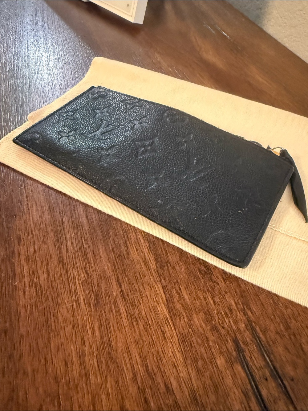 Louis Vuitton Black Embossed Monogram Zip Card Holder - Picture 5 of 5
